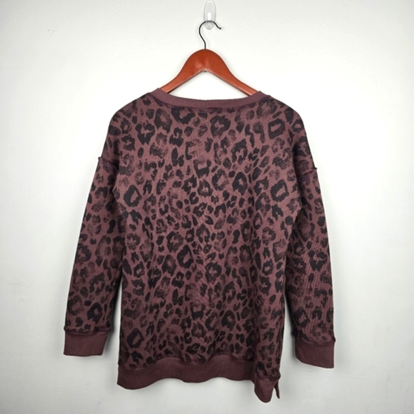 PEYTON JENSEN Leopard‎ Print Fleece Lined Sweater Brown Black Womens Size S - Picture 3 of 9